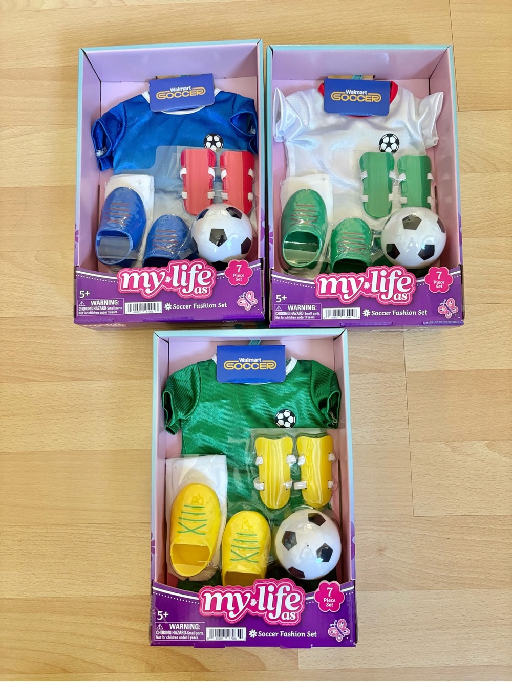 Set of 3 My Life As Soccer Fashion 7-Piece Outfits for 18-inch Dolls *NEW*